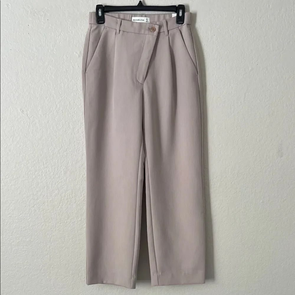 NWT Abercrombie & Fitch Tailored Relaxed Straight Leg Pant Taupe in Size 27/4S